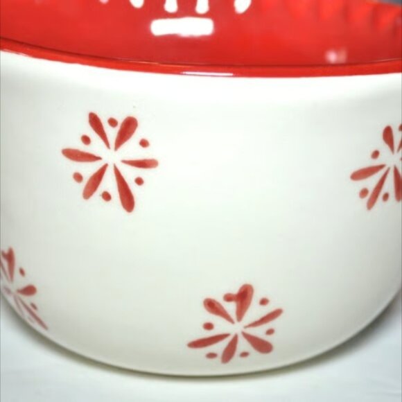 Grace's Bakeshop Set Of 4 Measuring Cups Red White Snowflake Design Ceramic - Picture 7 of 7